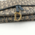 Pre-owned Christian Dior Saddle Navy×Gray jacquard×Leather  shoulderbag | stylenewstar