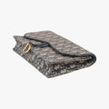 Pre-owned Christian Dior Saddle Navy×Gray jacquard×Leather  shoulderbag | stylenewstar
