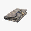 Pre-owned Christian Dior Saddle Navy×Gray jacquard×Leather  shoulderbag | stylenewstar