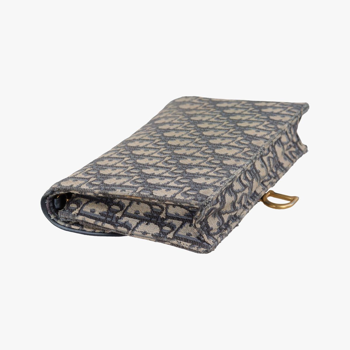 Pre-owned Christian Dior Saddle Navy×Gray jacquard×Leather  shoulderbag | stylenewstar