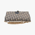 Pre-owned Christian Dior Saddle Navy×Gray jacquard×Leather  shoulderbag | stylenewstar