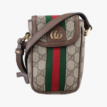 Pre-owned Gucci Ophidia Brown×red×green PVC coated canvas×Leather 598912 shoulderbag | stylenewstar