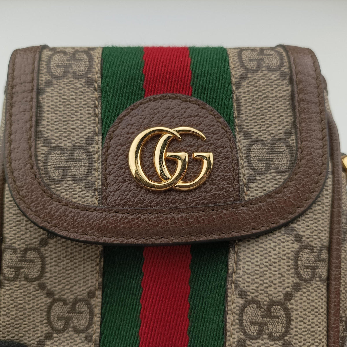 Pre-owned Gucci Ophidia Brown×red×green PVC coated canvas×Leather 598912 shoulderbag | stylenewstar