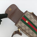 Pre-owned Gucci Ophidia Brown×red×green PVC coated canvas×Leather 598912 shoulderbag | stylenewstar