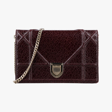 Pre-owned Christian Dior Diorama Burgundy Leather  shoulderbag | stylenewstar