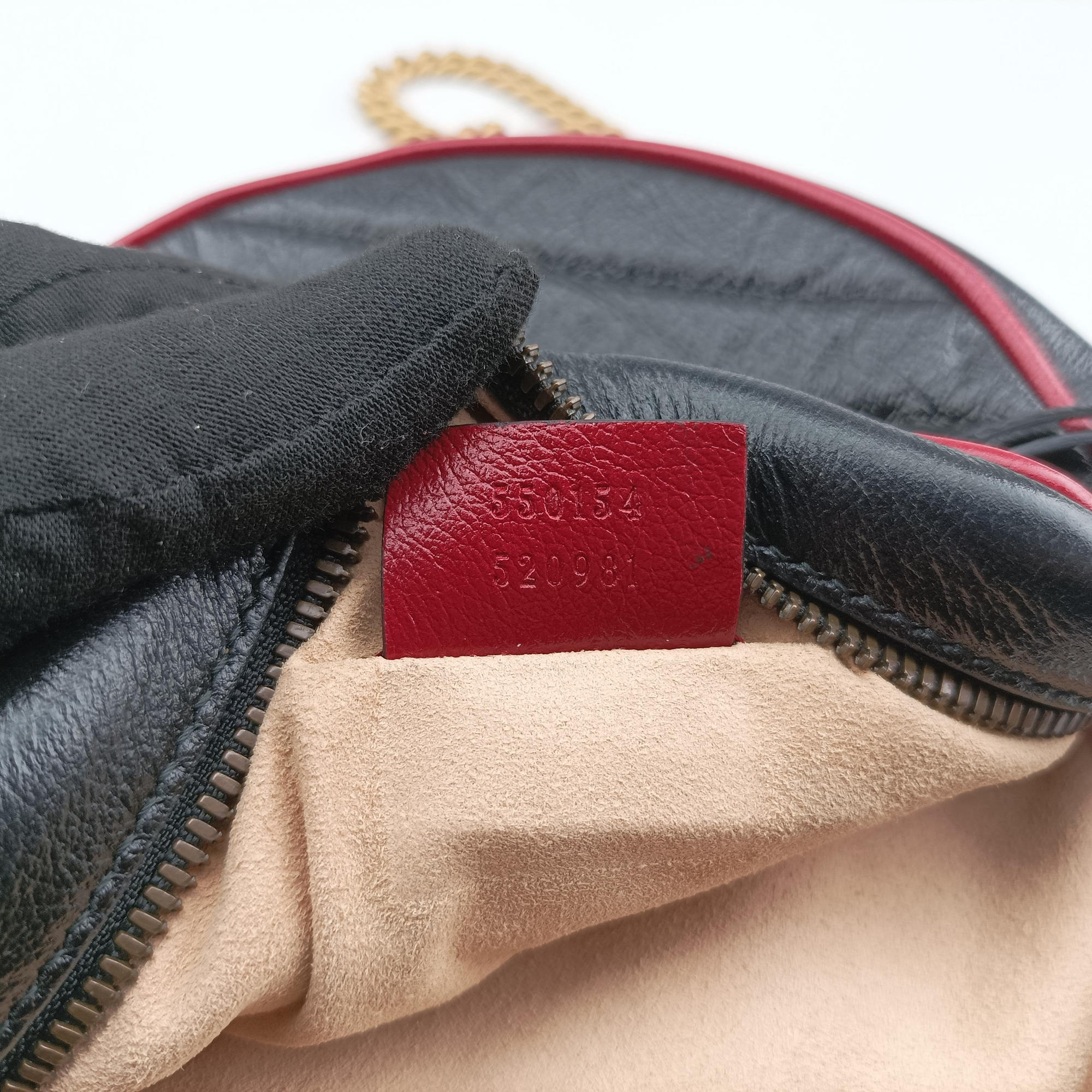 GG Marmont Black×Red Leather 550154 H029690636GGマーモント ブラック×レッド レザー 550154 H029690636