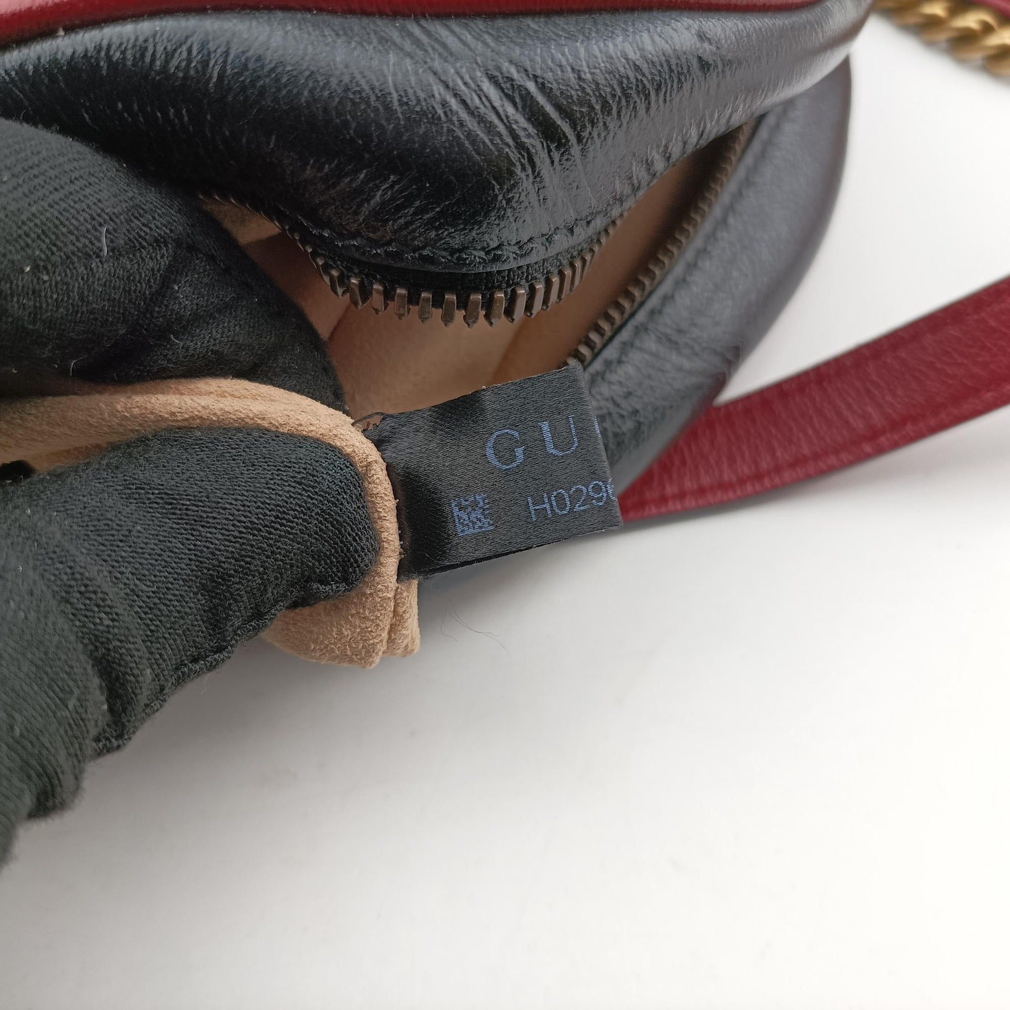 GG Marmont Black×Red Leather 550154 H029690636GGマーモント ブラック×レッド レザー 550154 H029690636