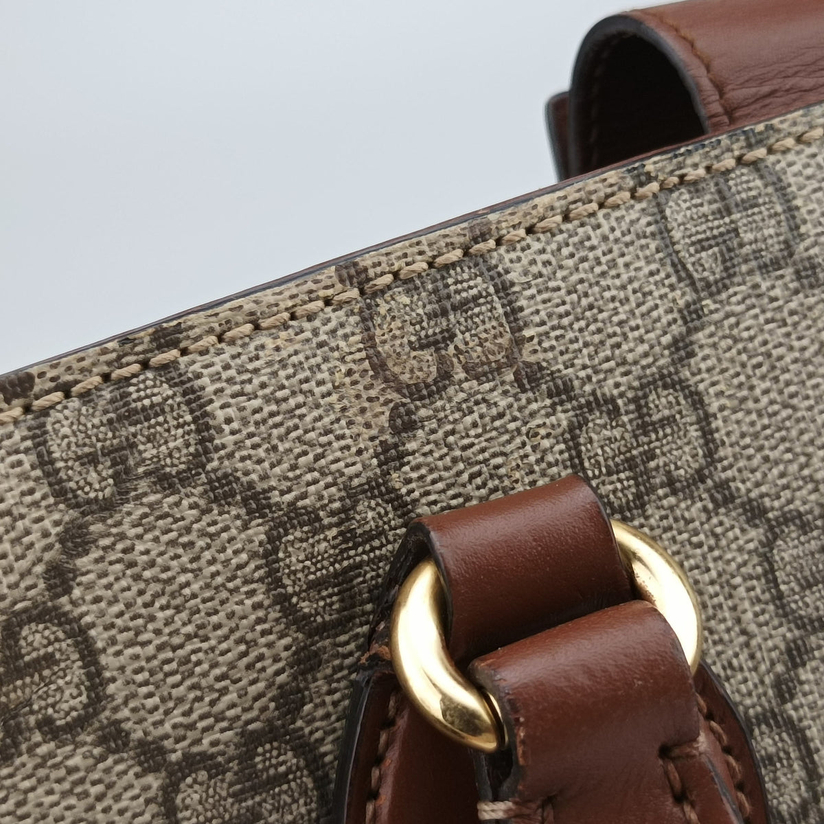 GG SUPREME beige×brown PVC coated canvas×Leather 409531 C019526158GGスプリーム ベージュ×ブラウン PVCコーティングキャンバス×レザー 409531 C019526158