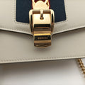 Pre-owned Gucci Sylvie Ivory×Navy×Red Leather 494646 shoulderbag | stylenewstar