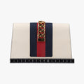 Pre-owned Gucci Sylvie Ivory×Navy×Red Leather 494646 shoulderbag | stylenewstar