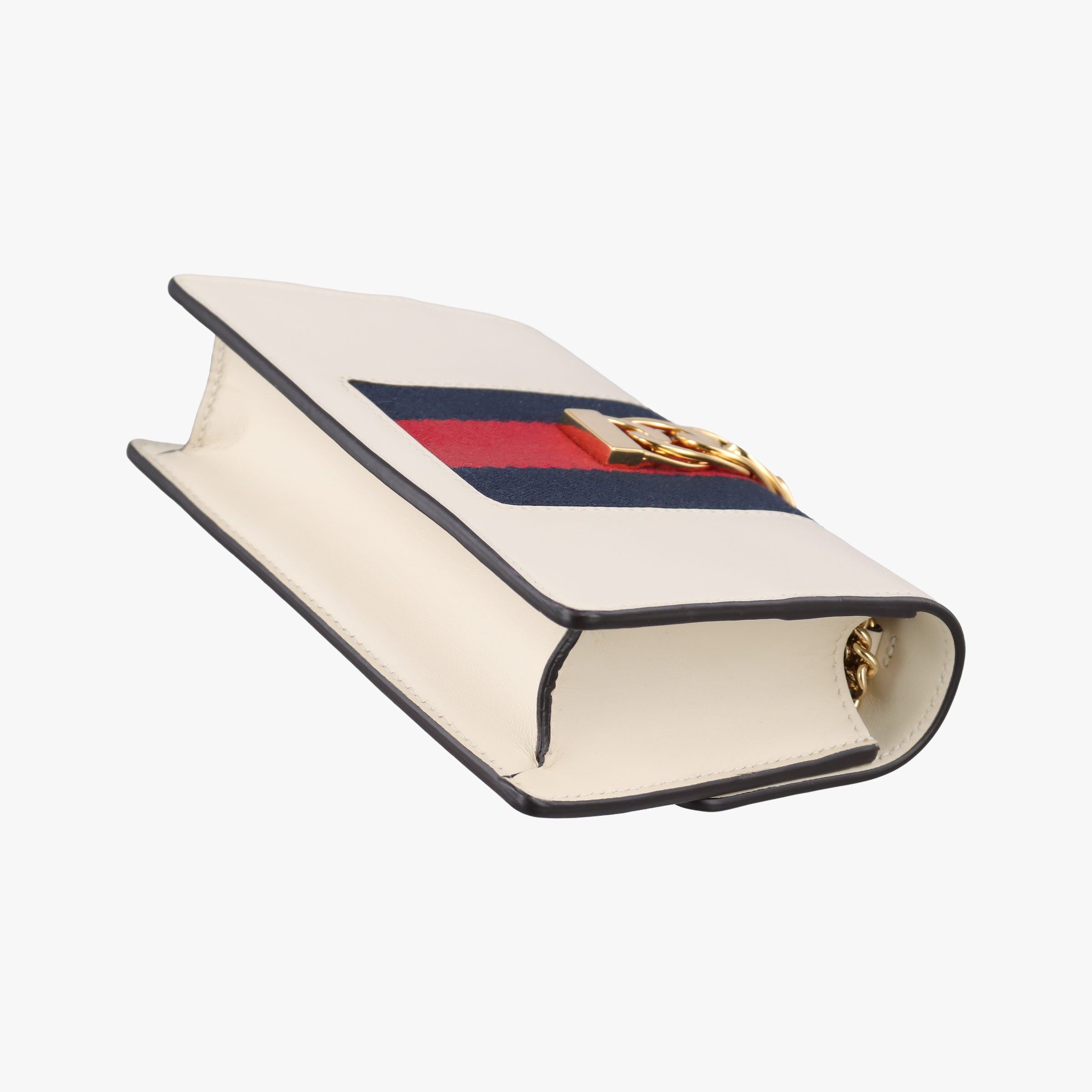 Pre-owned Gucci Sylvie Ivory×Navy×Red Leather 494646 shoulderbag | stylenewstar