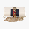 Pre-owned Gucci Sylvie Ivory×Navy×Red Leather 494646 shoulderbag | stylenewstar