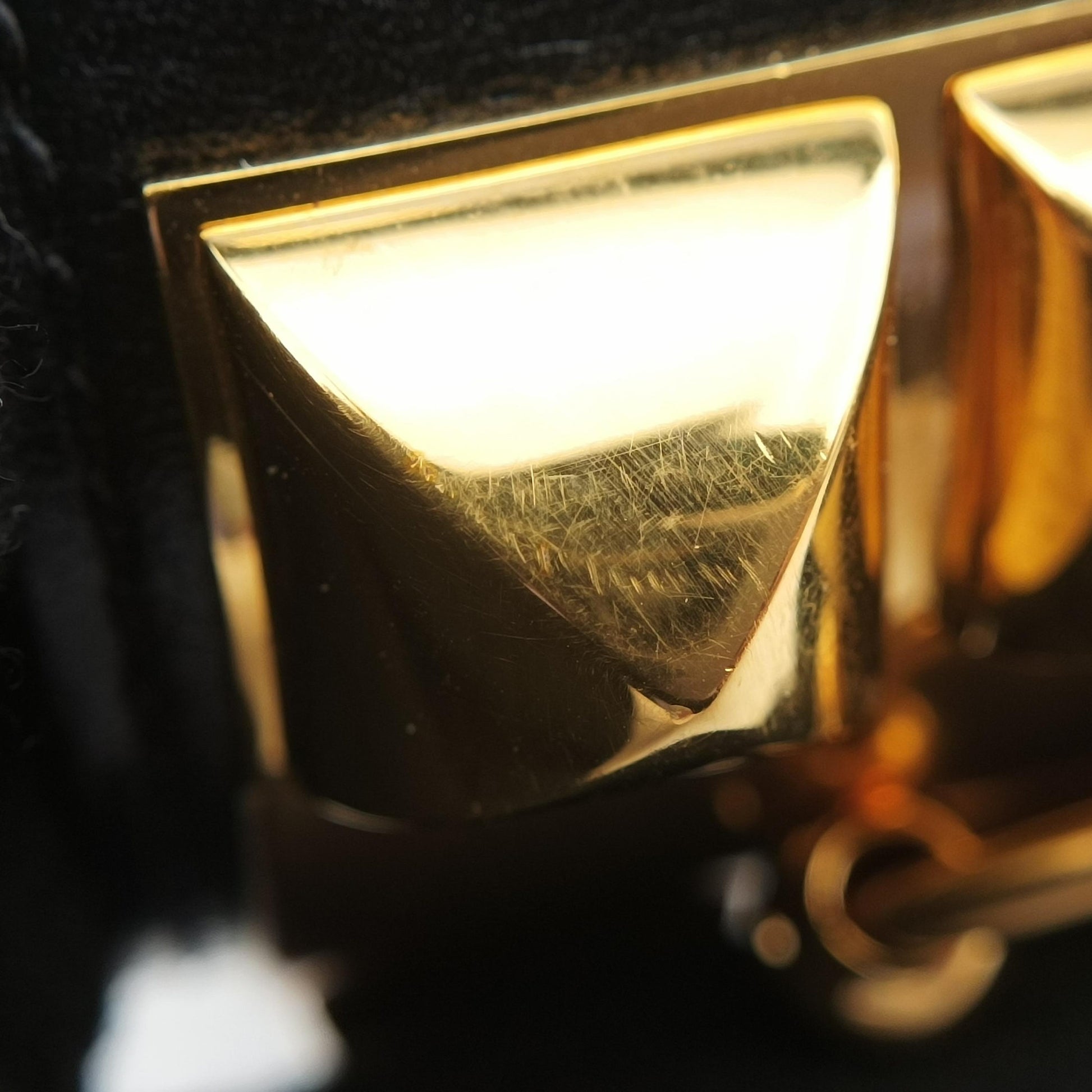 Pre-owned Hermes Collier de Chien Black×golden Leather × GP  bangle/wristband | stylenewstar