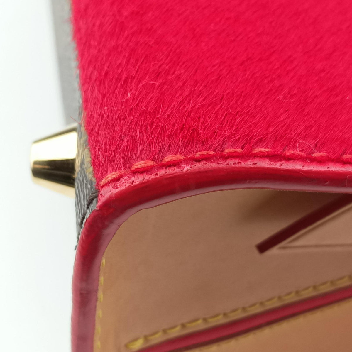 Christian Louboutin Collaboration Iconoclast Brown×red×beige Monogram Canvas×calf leather×ponyhair M41234 FO4194クリスチャンルブタンコラボ  アイコノクラスト モノグラム/ブラウン×レッド×ベージュ モノグラムキャンバス×カーフレザー ×ハラコ M41234 FO4194