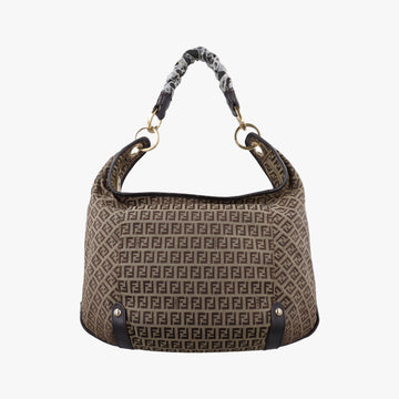 Pre-owned Fendi Zucchino Brown Canvas×leather 8BR583 handbag | stylenewstar