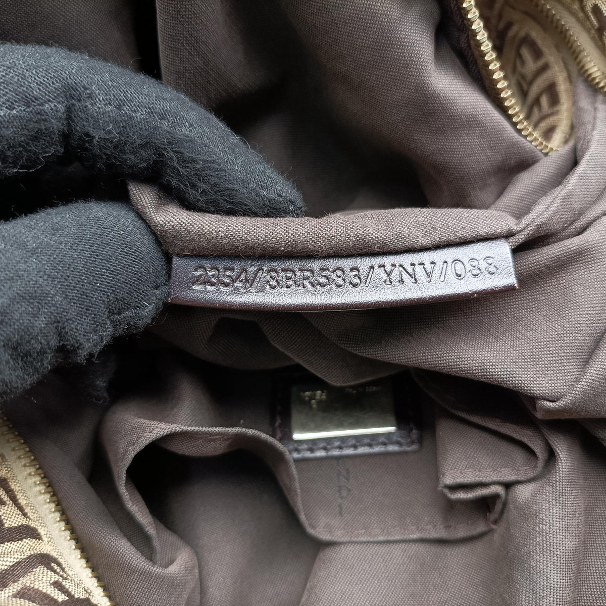 Pre-owned Fendi Zucchino Brown Canvas×leather 8BR583 handbag | stylenewstar