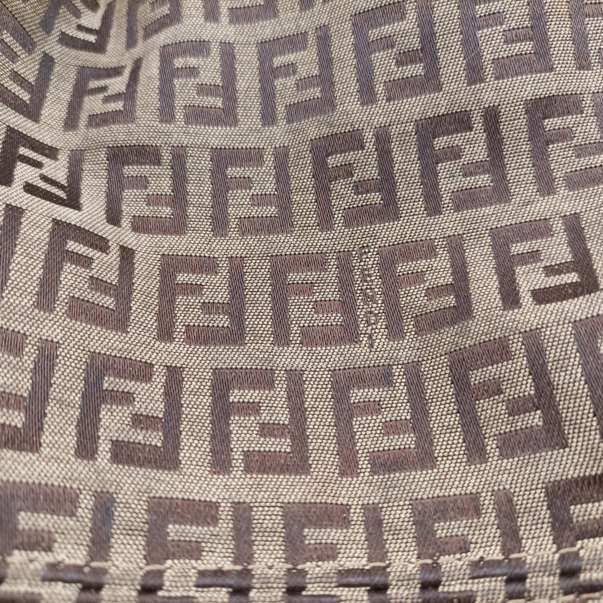 Pre-owned Fendi Zucchino Brown Canvas×leather 8BR583 handbag | stylenewstar