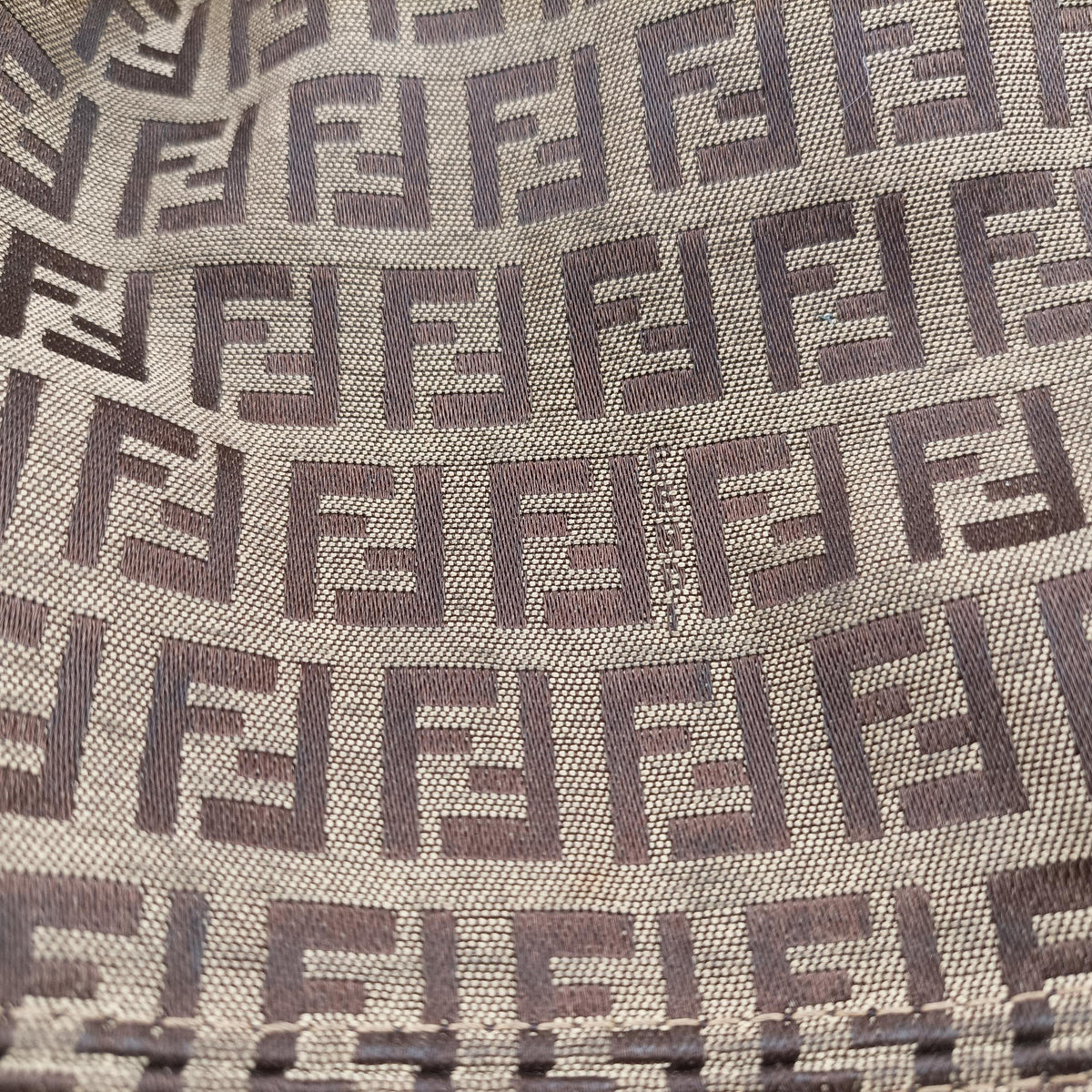 Pre-owned Fendi Zucchino Brown Canvas×leather 8BR583 handbag | stylenewstar