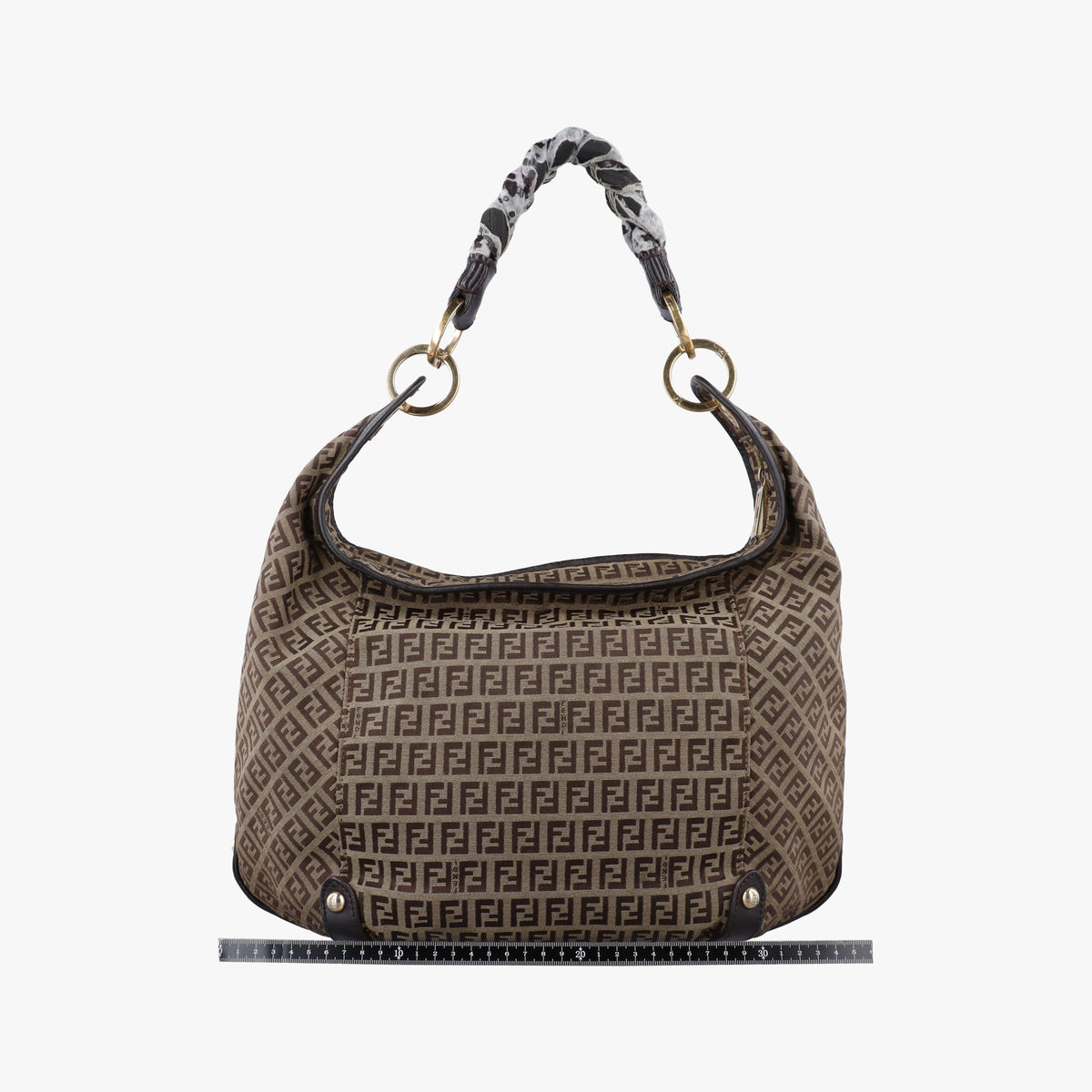 Pre-owned Fendi Zucchino Brown Canvas×leather 8BR583 handbag | stylenewstar
