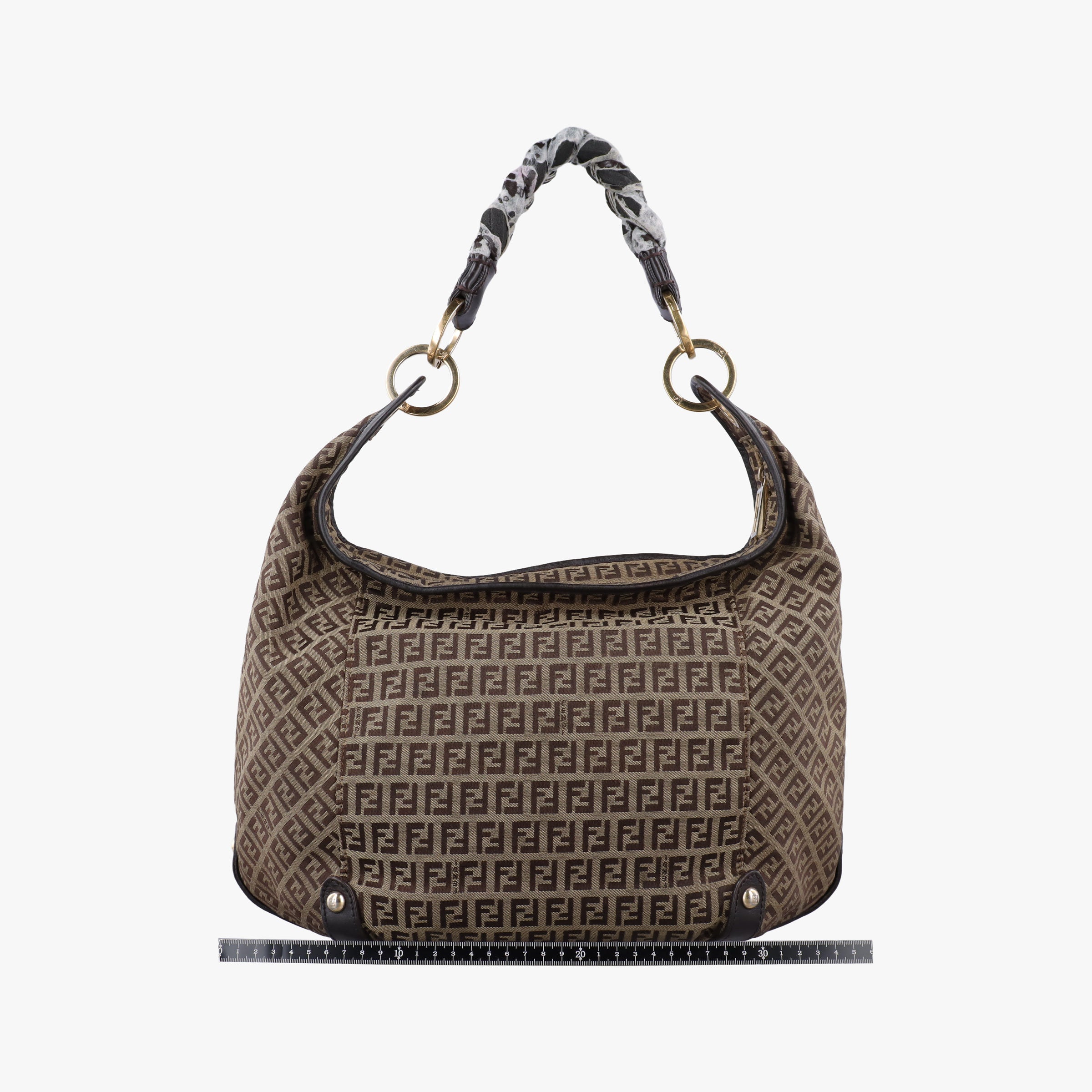 Pre-owned Fendi Zucchino Brown Canvas×leather 8BR583 handbag | stylenewstar