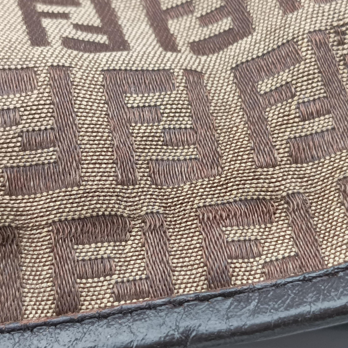 Pre-owned Fendi Zucchino Brown Canvas×leather 8BR583 handbag | stylenewstar