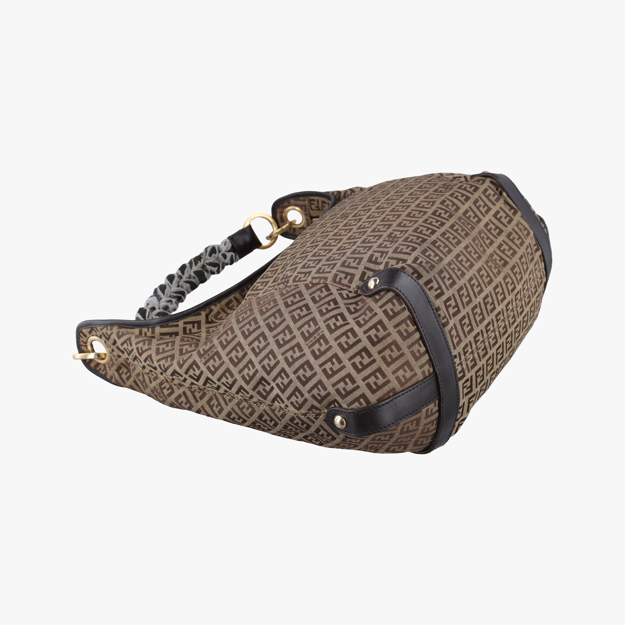 Pre-owned Fendi Zucchino Brown Canvas×leather 8BR583 handbag | stylenewstar