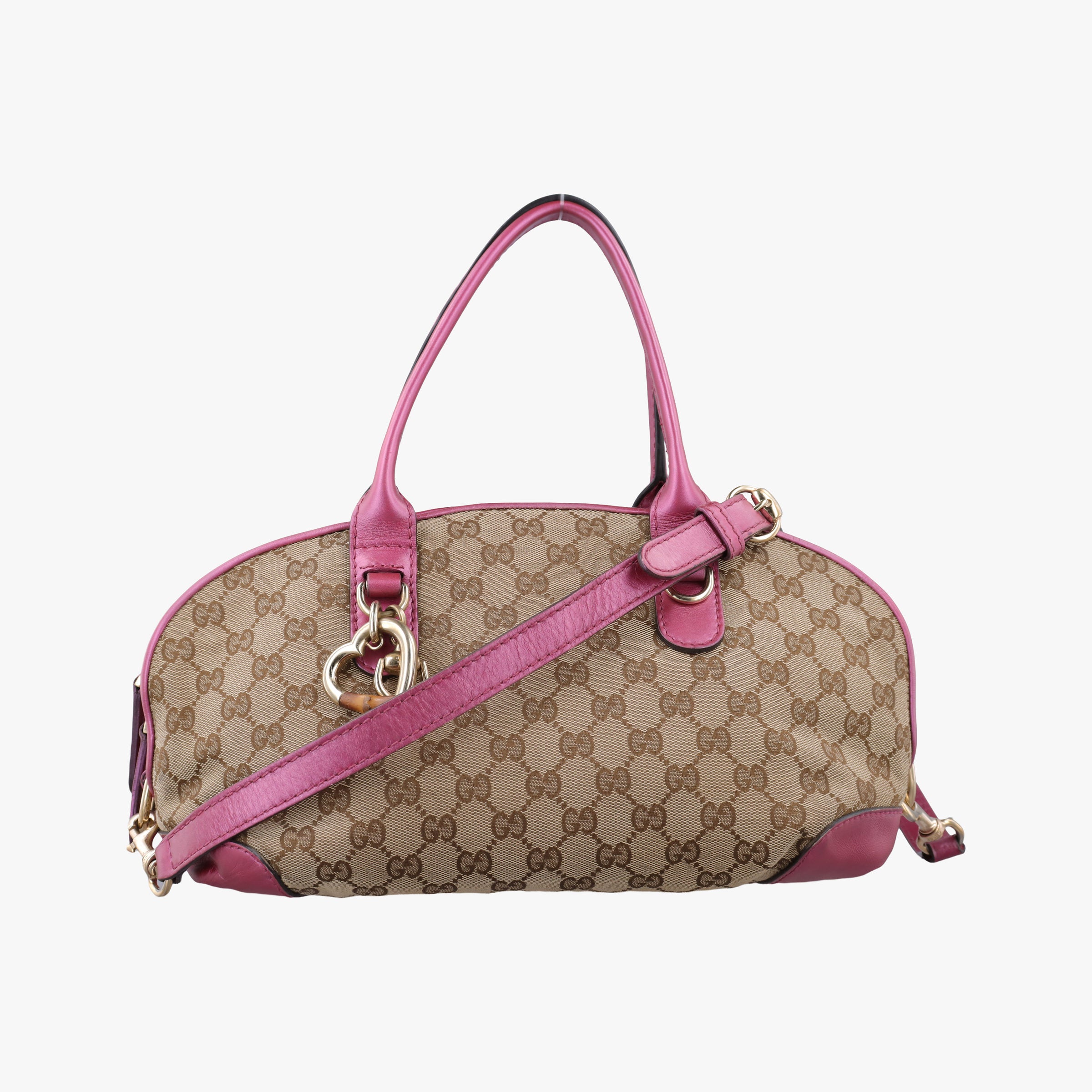 Heart Bit charm Beige × Pink Canvas×Leather 269955 E011275508ハートビット チャーム ベージュ x ピンク キャンバス×レザー 269955 E011275508