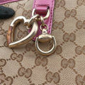 Heart Bit charm Beige × Pink Canvas×Leather 269955 E011275508ハートビット チャーム ベージュ x ピンク キャンバス×レザー 269955 E011275508
