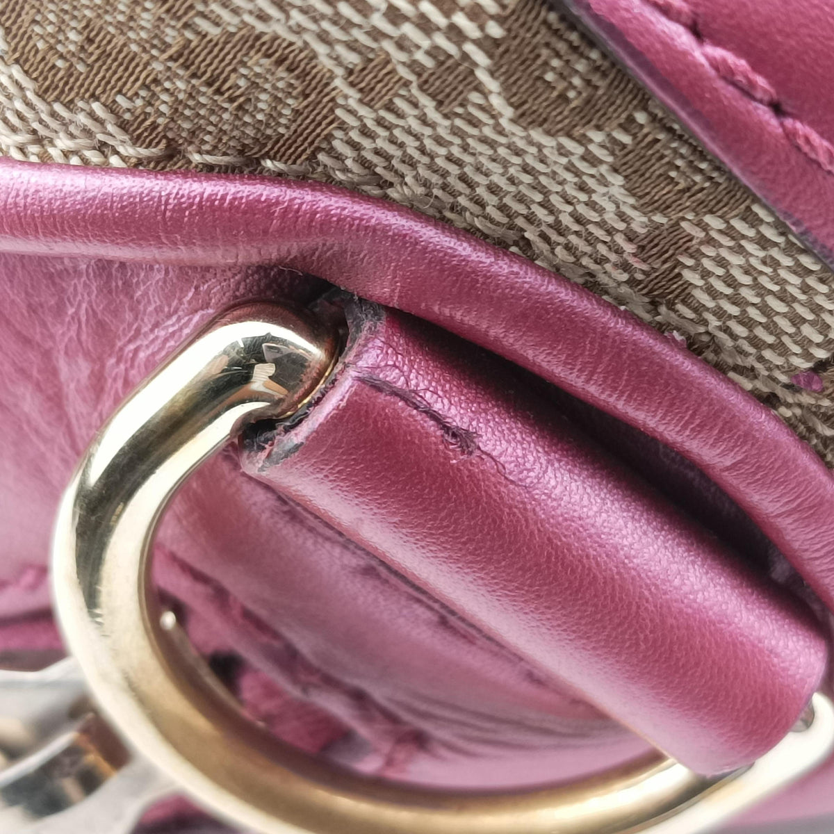 Heart Bit charm Beige × Pink Canvas×Leather 269955 E011275508ハートビット チャーム ベージュ x ピンク キャンバス×レザー 269955 E011275508