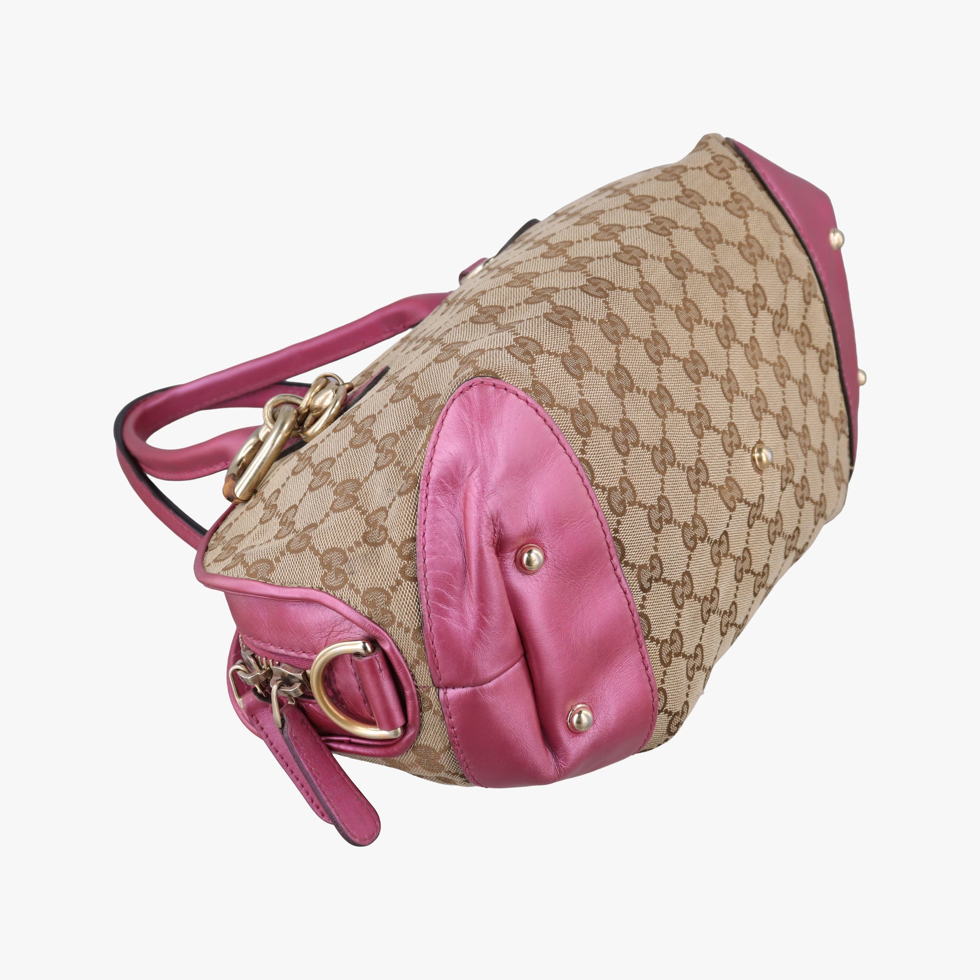 Heart Bit charm Beige × Pink Canvas×Leather 269955 E011275508ハートビット チャーム ベージュ x ピンク キャンバス×レザー 269955 E011275508