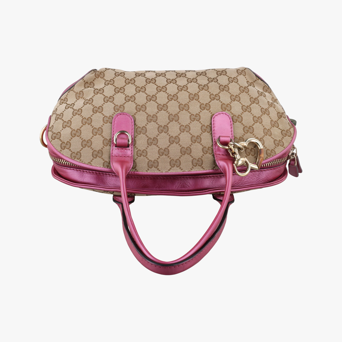 Heart Bit charm Beige × Pink Canvas×Leather 269955 E011275508ハートビット チャーム ベージュ x ピンク キャンバス×レザー 269955 E011275508