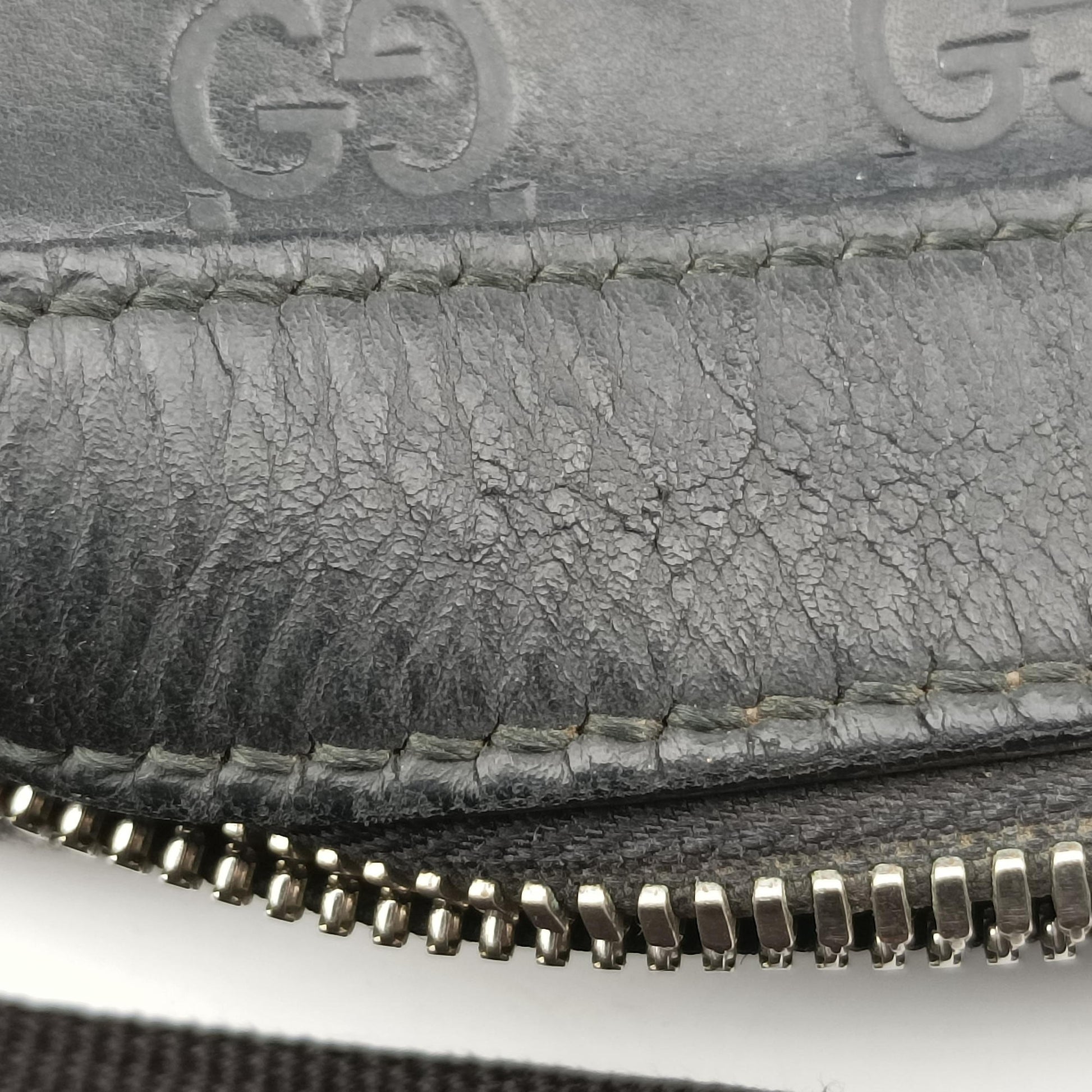 Pre-owned Gucci Guccissima Black Leather 473878 shoulderbag | stylenewstar