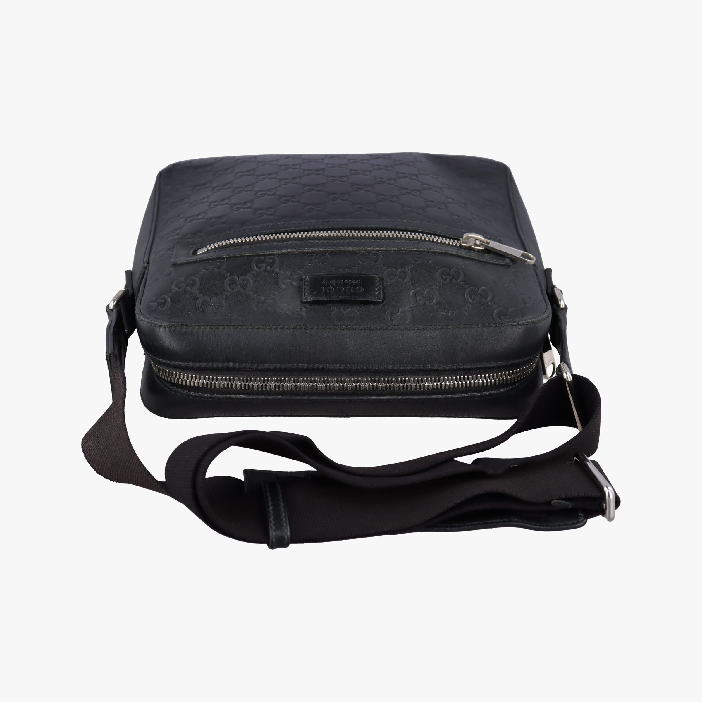 Pre-owned Gucci Guccissima Black Leather 473878 shoulderbag | stylenewstar