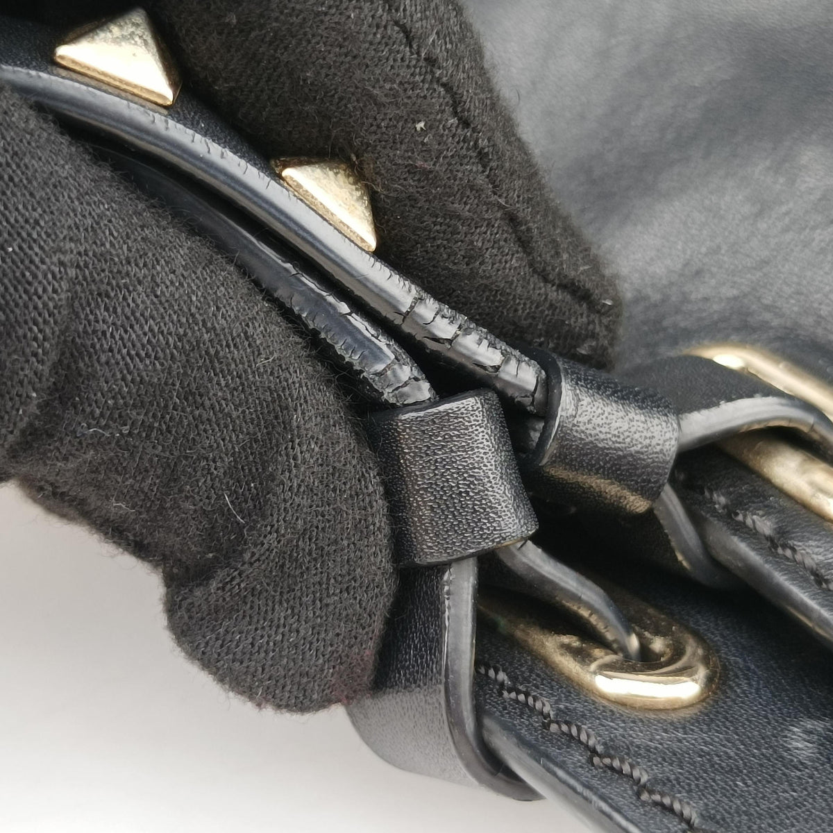 Rockstud Black Leather Lot number unknownロックスタッズ ブラック レザー 製番不明