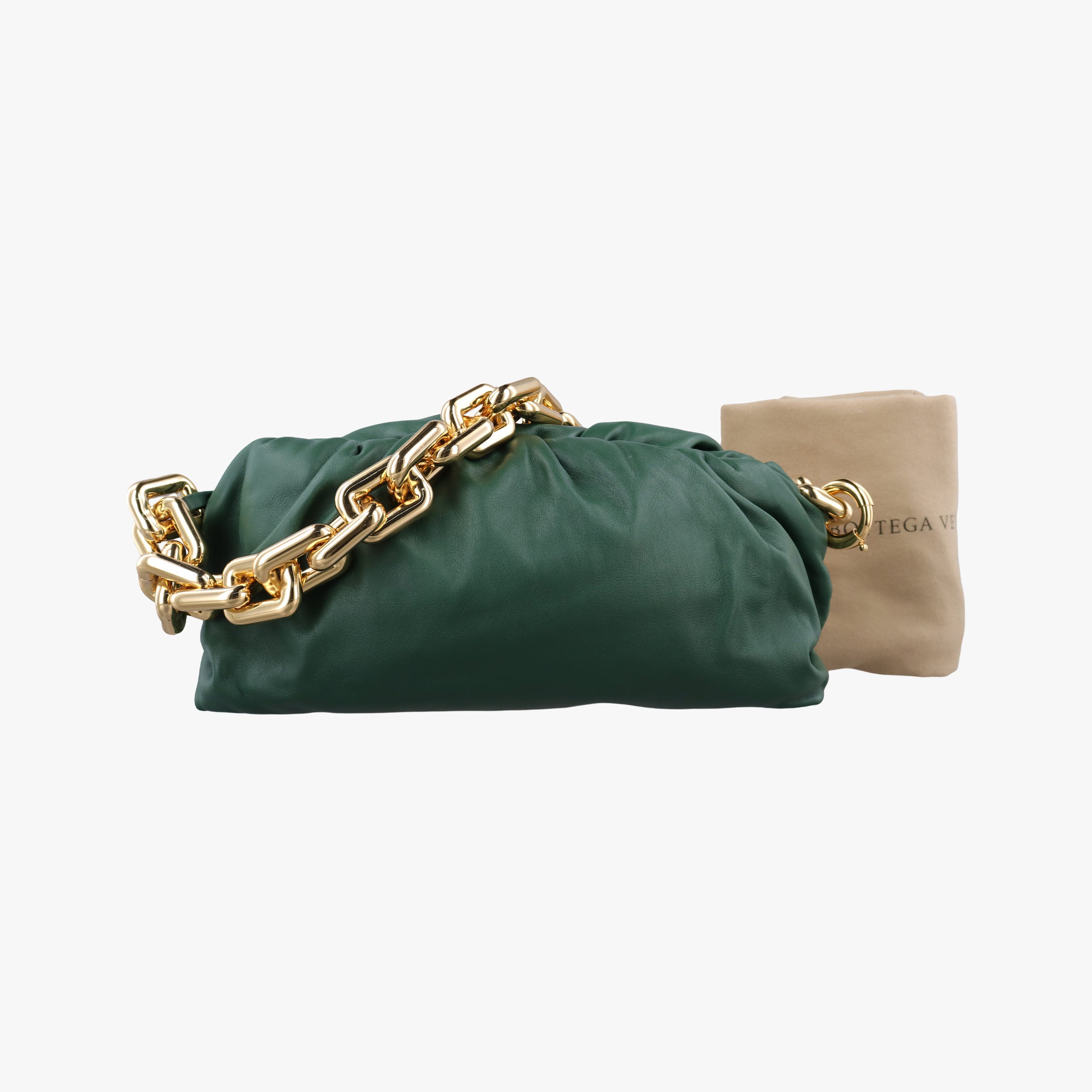 THE Chain Pouch Green lambskin B09554674Wザ チェーン ポーチ グリーン ラムスキン B09554674W