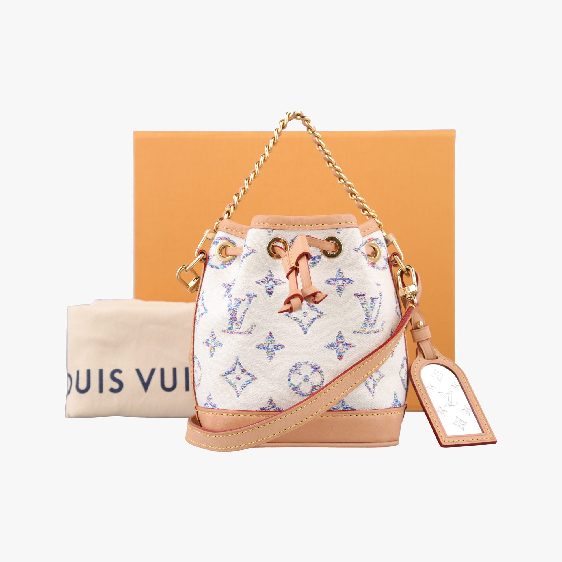 Nano Noe White Multicolor Monogram Jacquard M83453 IC Chipナノ ノエ ホワイト マルチカラー モノグラム ジャガード M83453 ICチップ