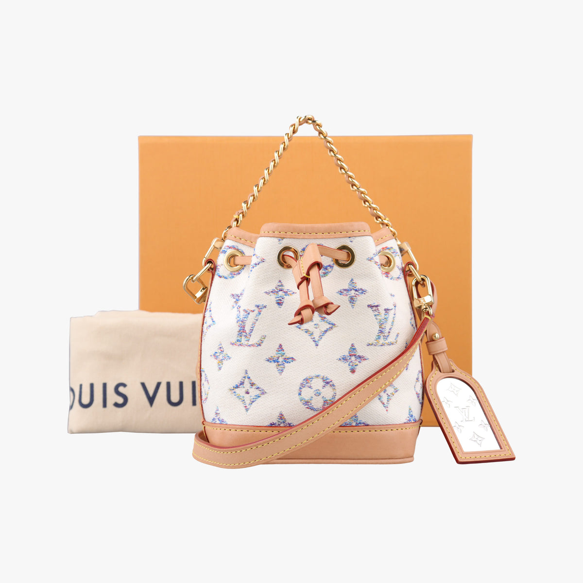 Nano Noe White Multicolor Monogram Jacquard M83453 IC Chipナノ ノエ ホワイト マルチカラー モノグラム ジャガード M83453 ICチップ