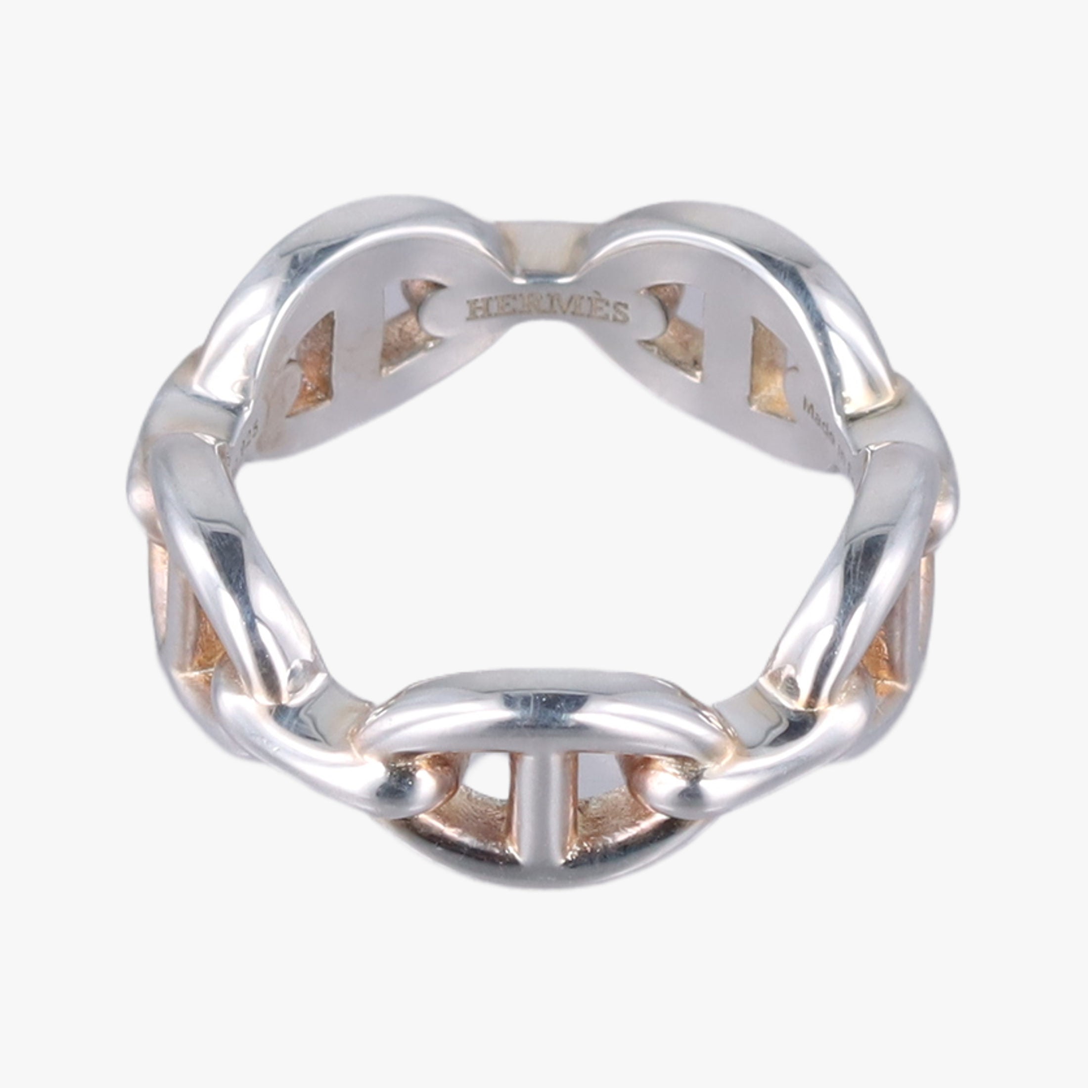 Pre-owned Hermes Chaine d'ancre Enchainee Silver Ag925  ring | stylenewstar