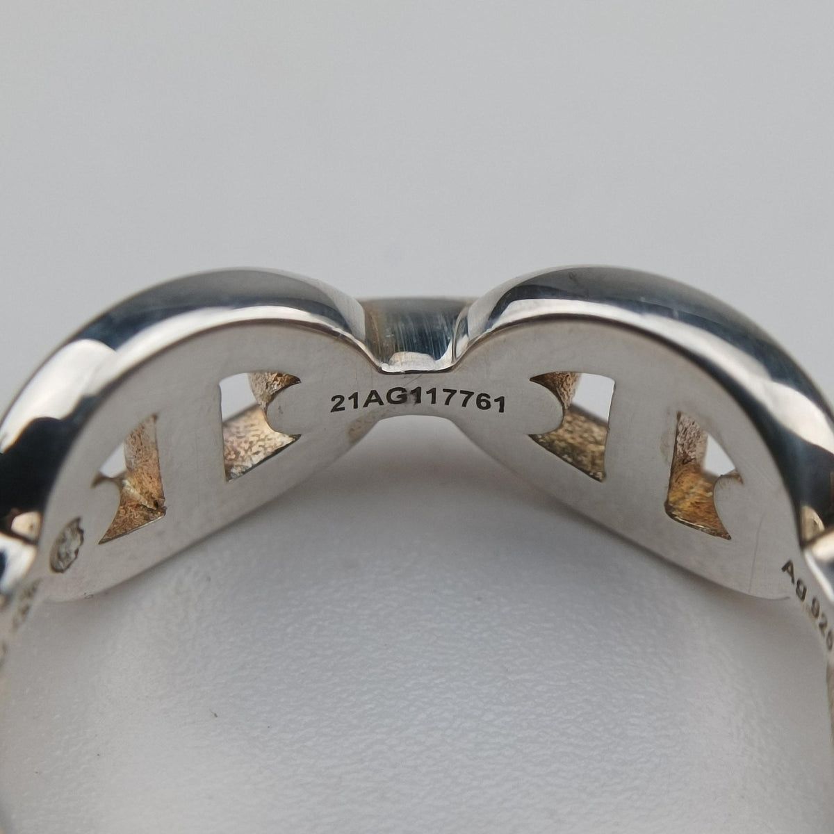 Pre-owned Hermes Chaine d'ancre Enchainee Silver Ag925  ring | stylenewstar