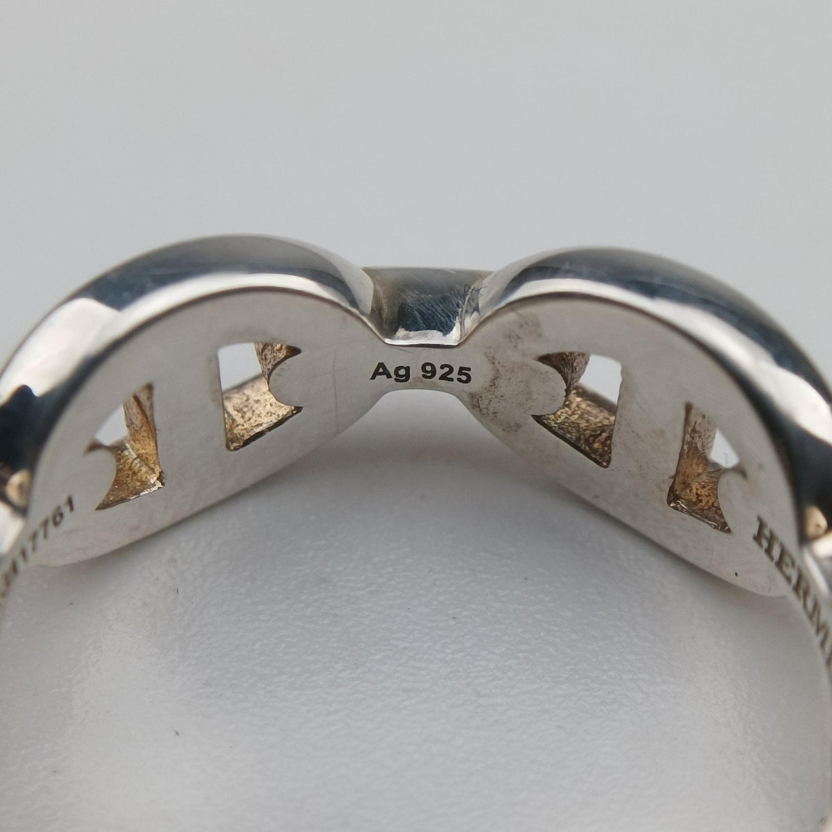 Pre-owned Hermes Chaine d'ancre Enchainee Silver Ag925  ring | stylenewstar
