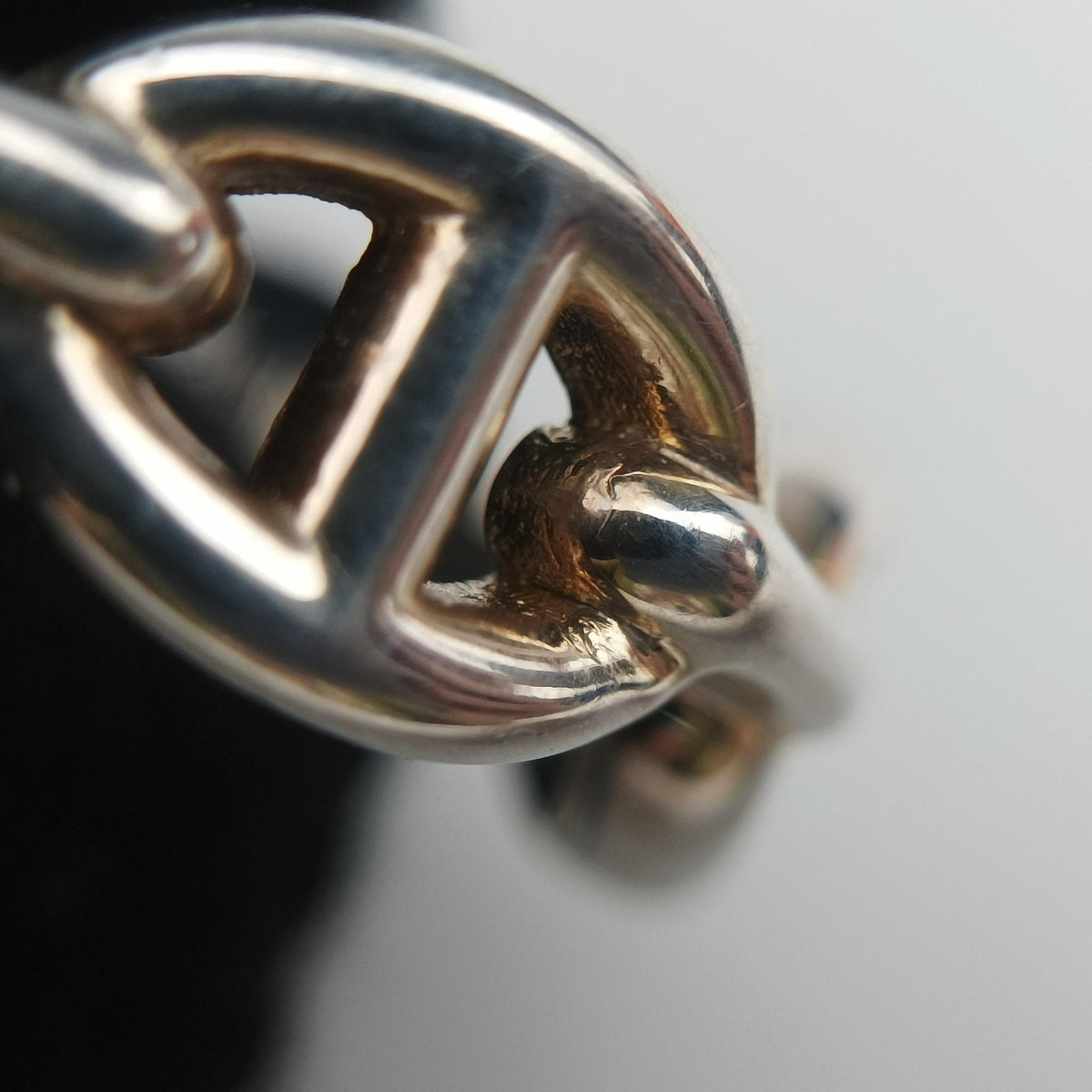Pre-owned Hermes Chaine d'ancre Enchainee Silver Ag925  ring | stylenewstar