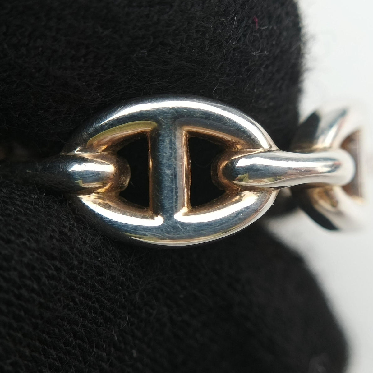 Pre-owned Hermes Chaine d'ancre Enchainee Silver Ag925  ring | stylenewstar