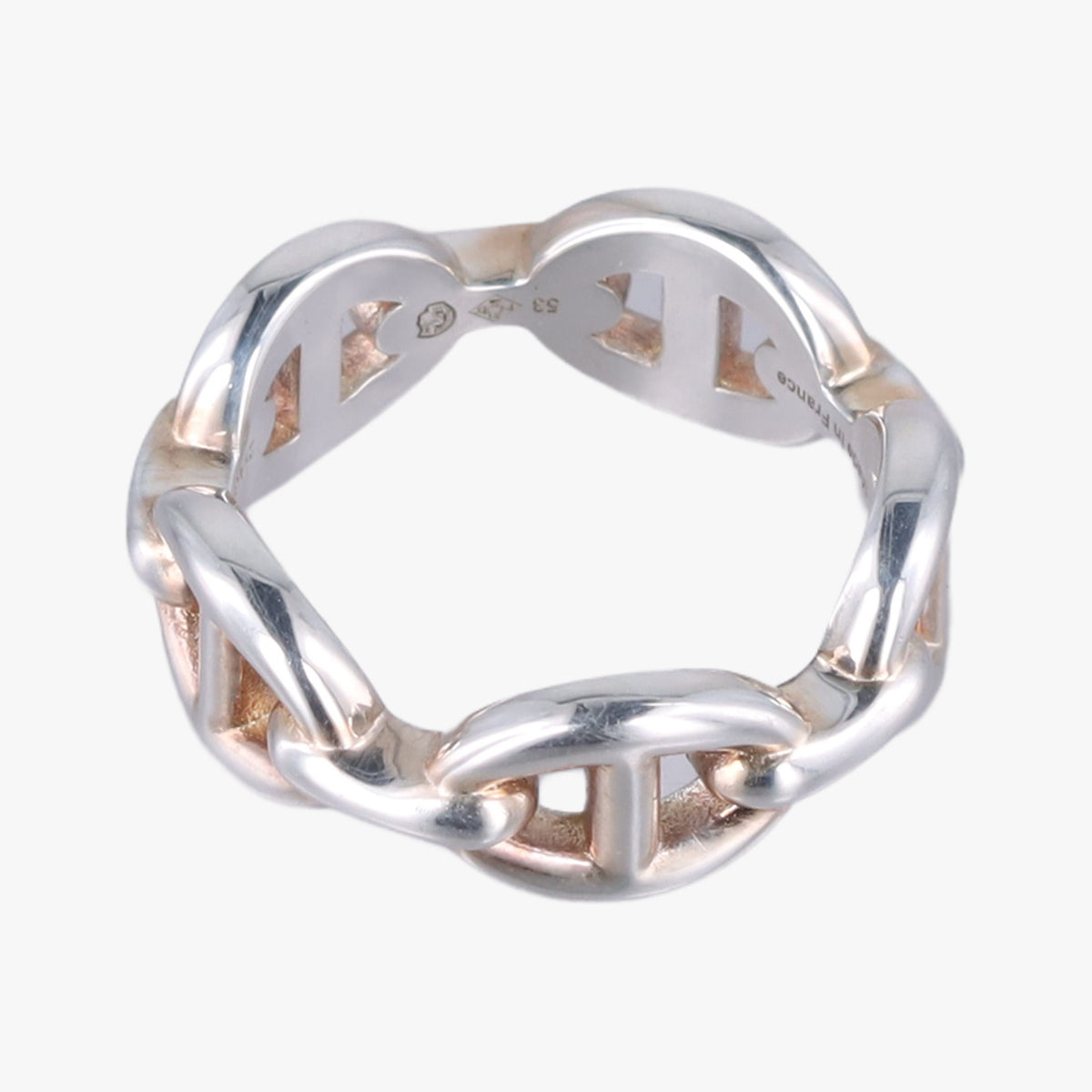 Pre-owned Hermes Chaine d'ancre Enchainee Silver Ag925  ring | stylenewstar