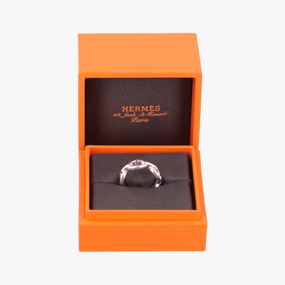 Pre-owned Hermes Chaine d'ancre Enchainee Silver Ag925  ring | stylenewstar