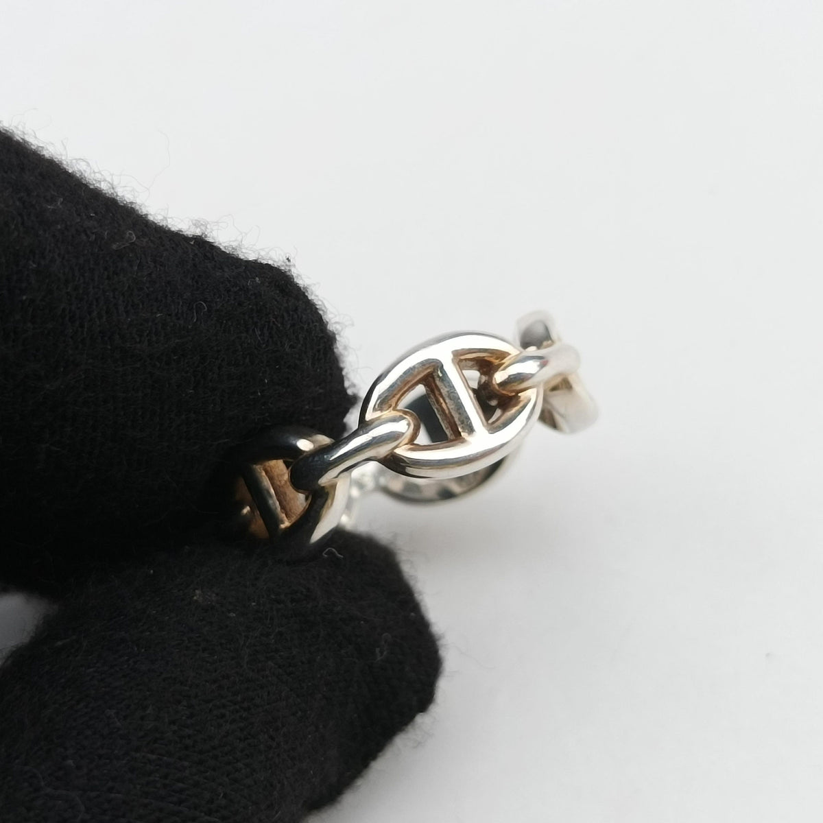 Pre-owned Hermes Chaine d'ancre Enchainee Silver Ag925  ring | stylenewstar