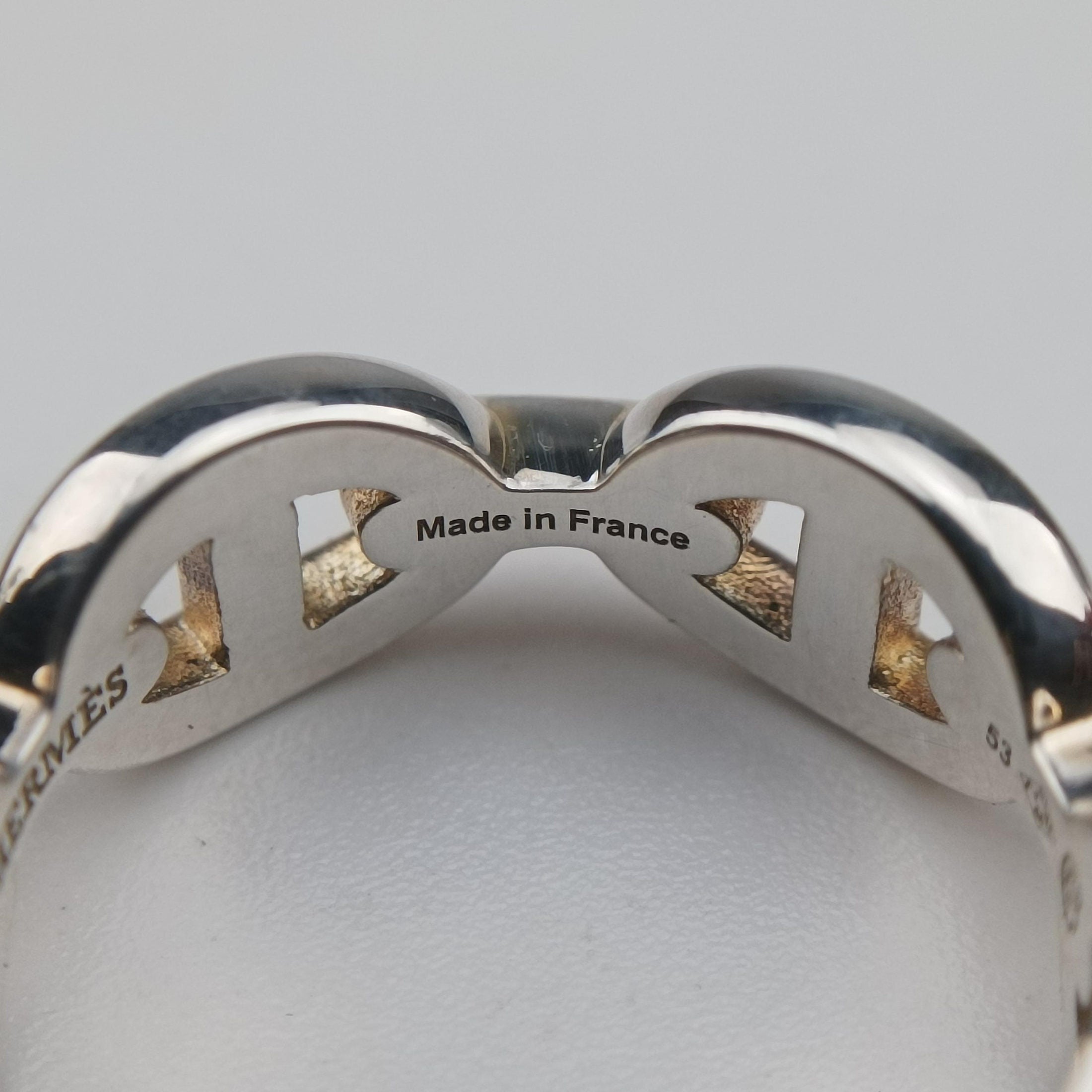 Pre-owned Hermes Chaine d'ancre Enchainee Silver Ag925  ring | stylenewstar