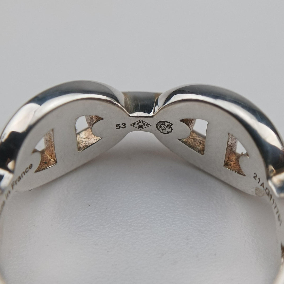 Pre-owned Hermes Chaine d'ancre Enchainee Silver Ag925  ring | stylenewstar
