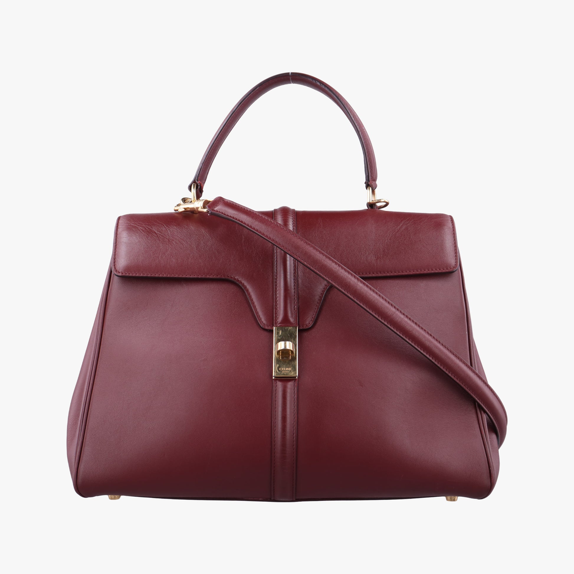 Pre-owned Celine 16 Bag Burgundy Calfskin  shoulderbag | stylenewstar