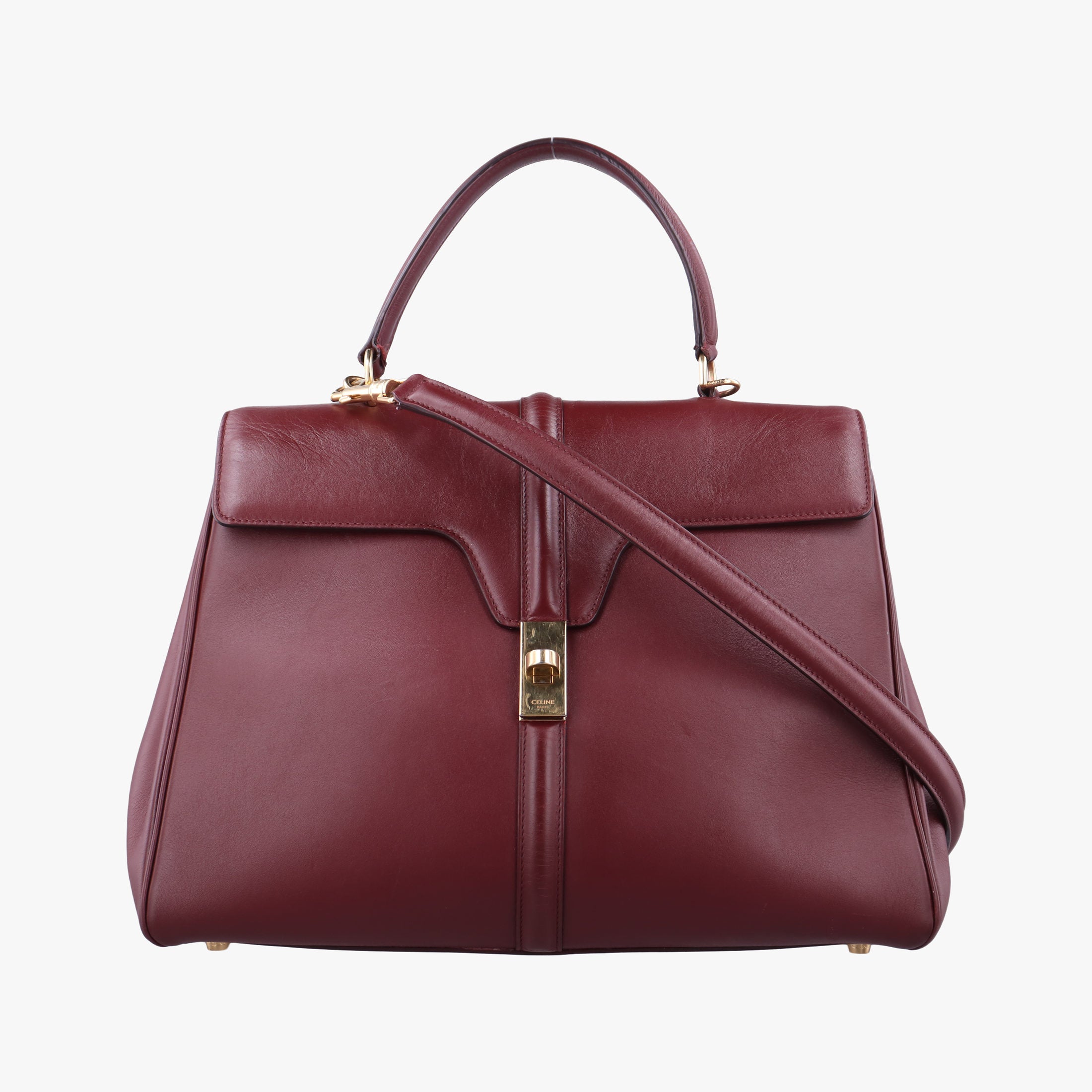 Pre-owned Celine 16 Bag Burgundy Calfskin  shoulderbag | stylenewstar