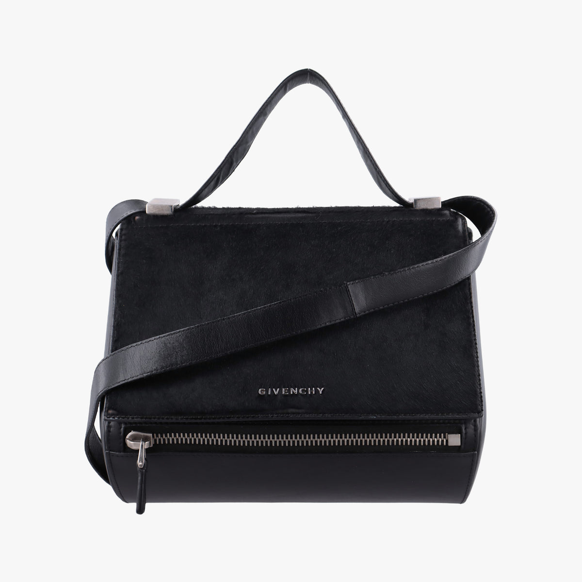 Vintage Givenchy Pandora Box Black Leather × Ponyhair  shoulderbag | stylenewstar